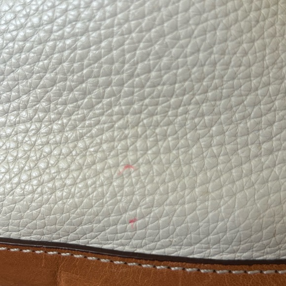 Large Leather Handbag White and Tan - Picture 2 of 6